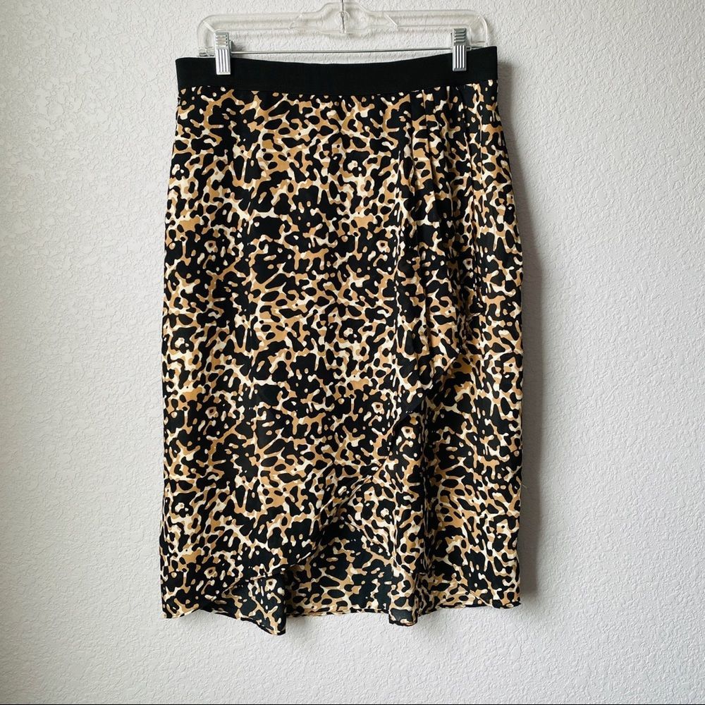Dress Barn Leopard Double Layered Skirt Sz M